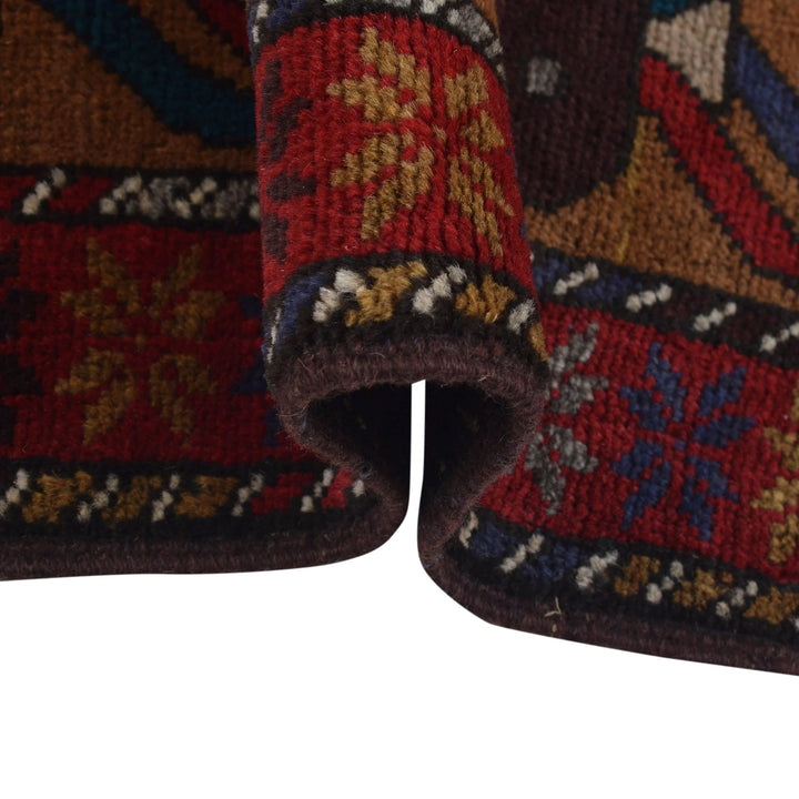 Brown Afghan War Rug 3' 2" x 4' 4" Hand-Knotted | No. AL28575