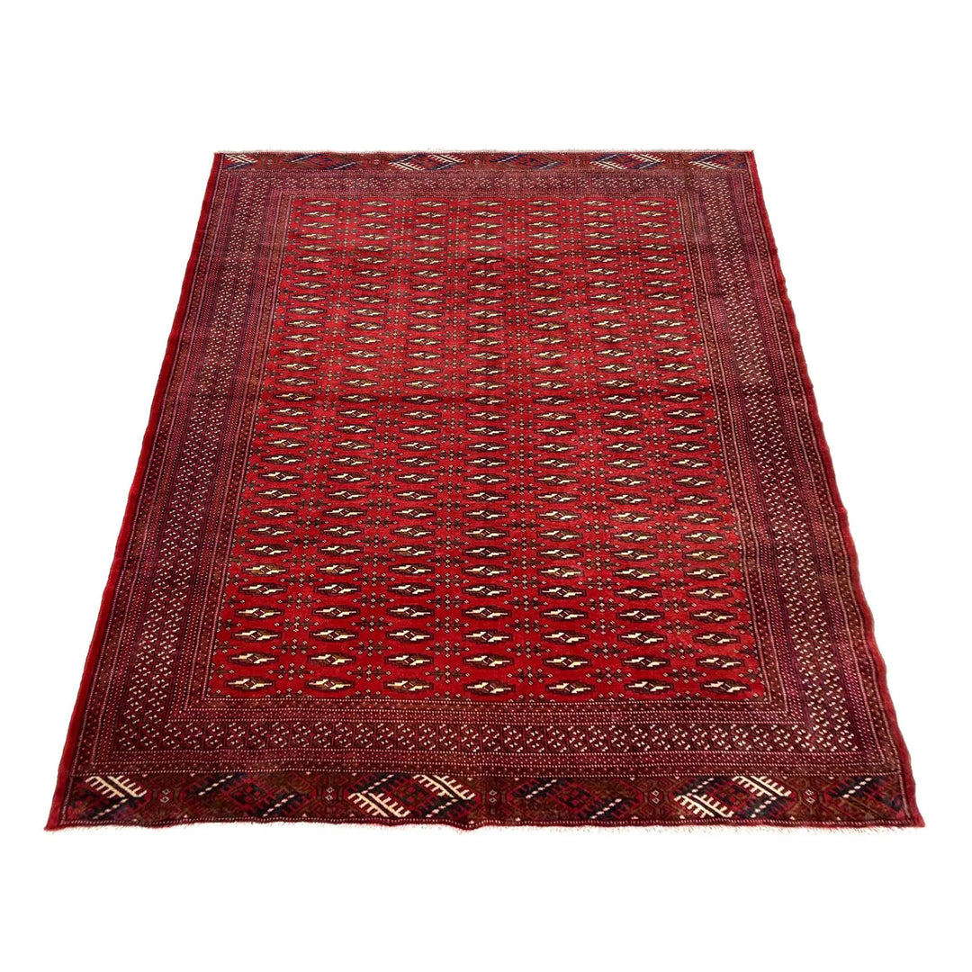 Deep Red Afghan Baluchi Rug 6' 10" x 9' 1" Hand-Knotted | No. AL28666