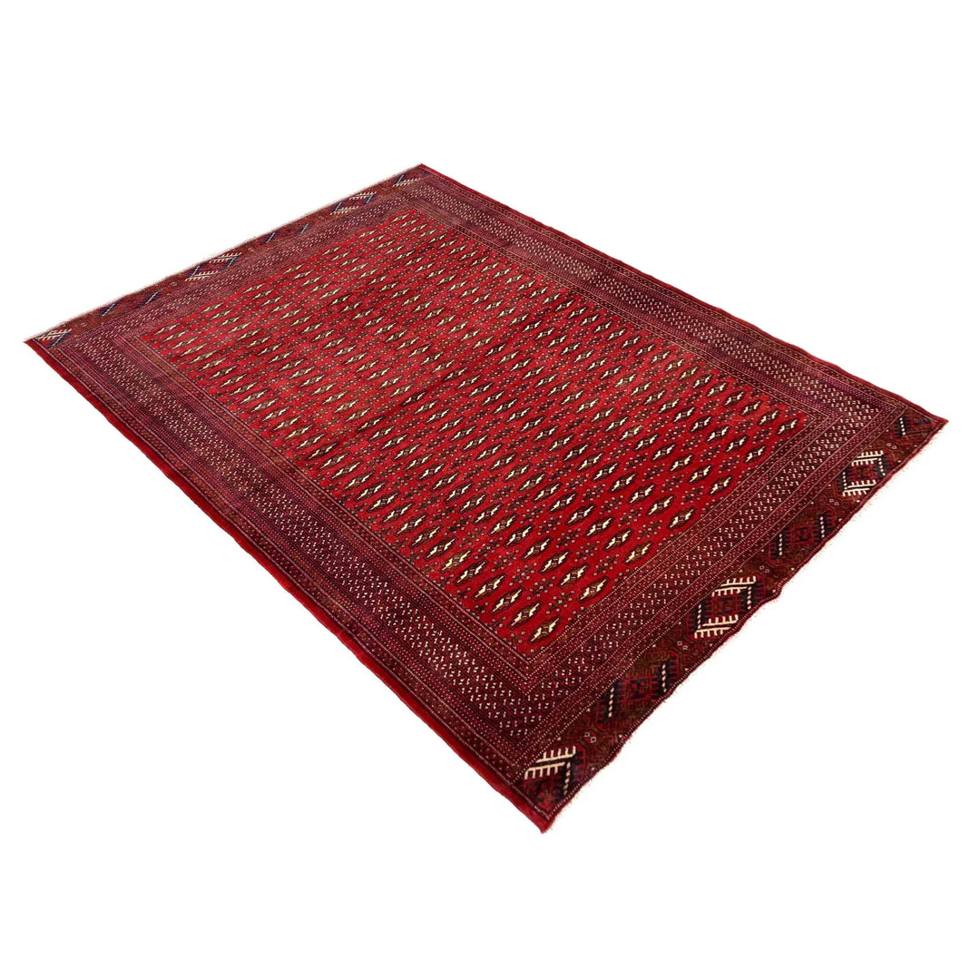 Deep Red Afghan Baluchi Rug 6' 10" x 9' 1" Hand-Knotted | No. AL28666