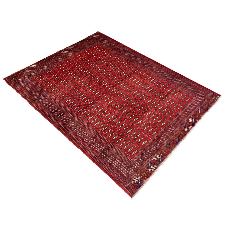 Deep Red Afghan Baluchi Rug 6' 10" x 9' 1" Hand-Knotted | No. AL28666