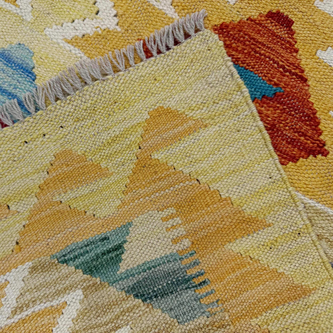 Afghan Vegetable Kilim Rug 3' 3" x 4' 10" Flat-Weave | No. AL286908