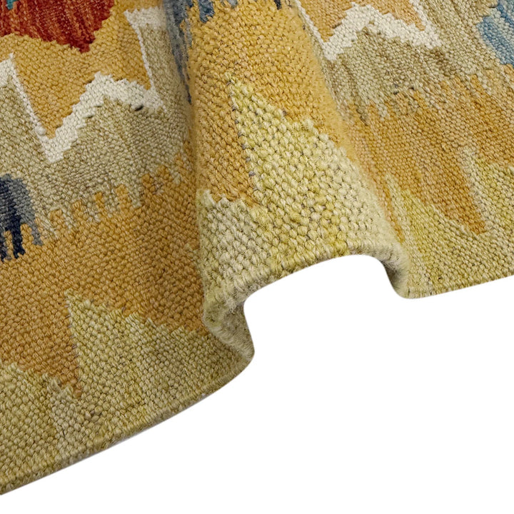 Afghan Vegetable Kilim Rug 3' 3" x 4' 10" Flat-Weave | No. AL286908