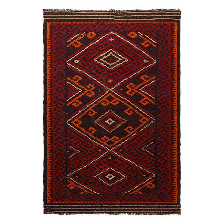 Afghan Kilim Rug 6' 0" x 9' 3" Flat-Weave | No. AL28715