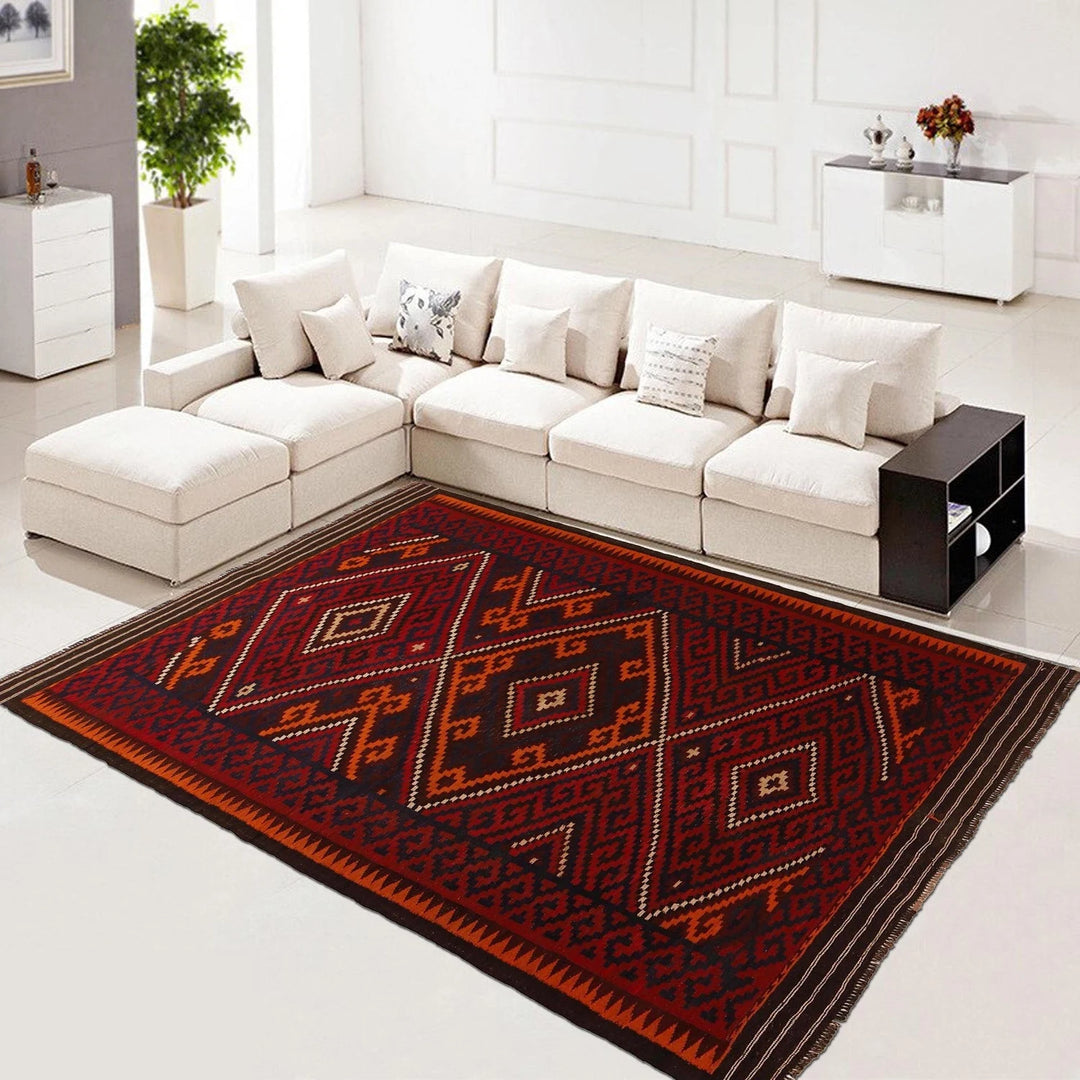 Afghan Kilim Rug 6' 0" x 9' 3" Flat-Weave | No. AL28715