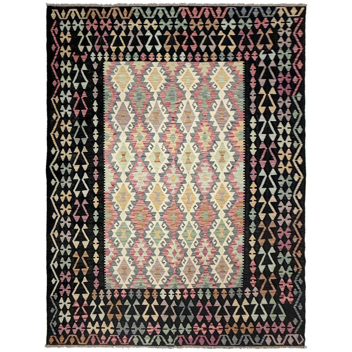 Afghan Vegetable Kilim Rug 6' 7" x 9' 10" Flat-Weave | No. AL287731