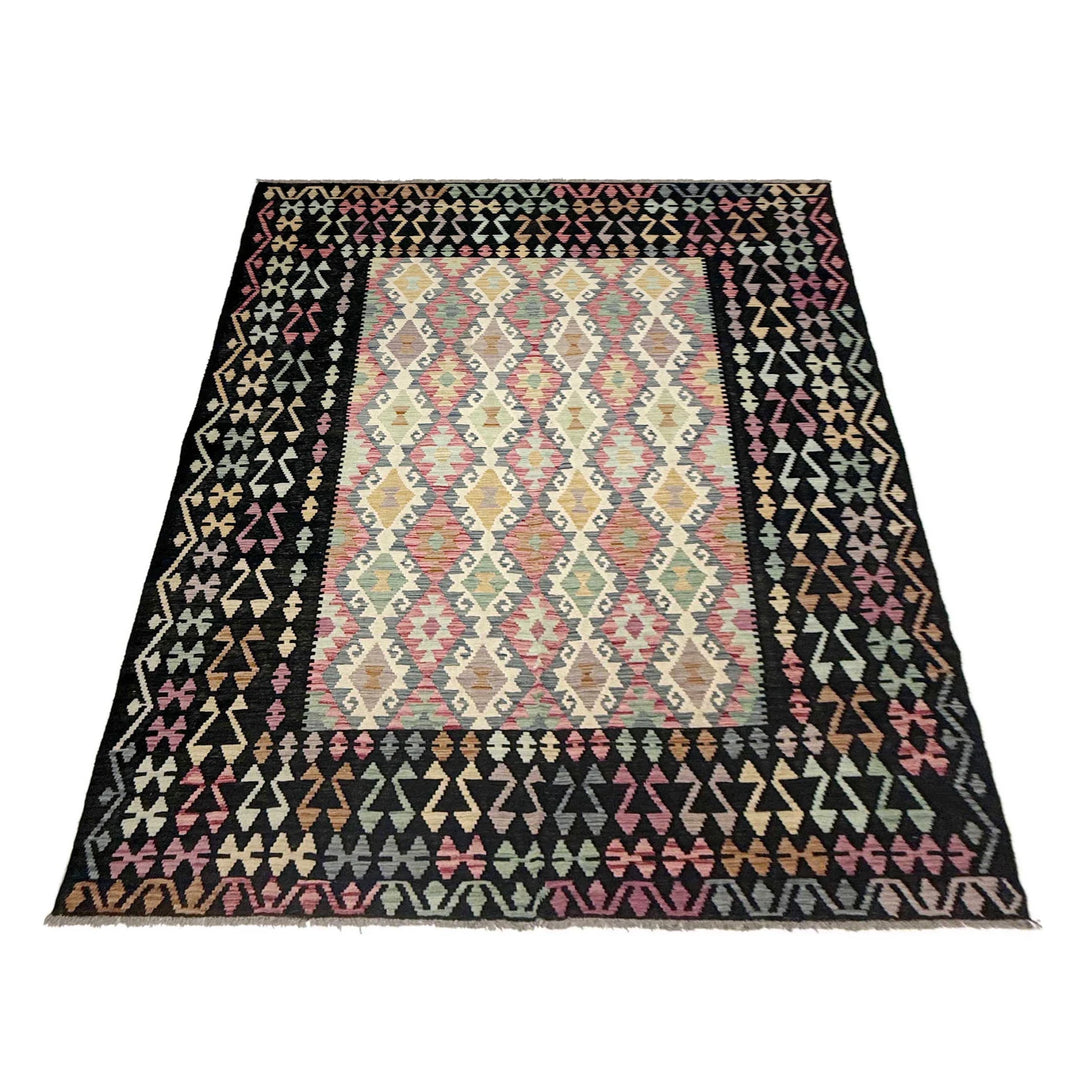 Afghan Vegetable Kilim Rug 6' 7" x 9' 10" Flat-Weave | No. AL287731