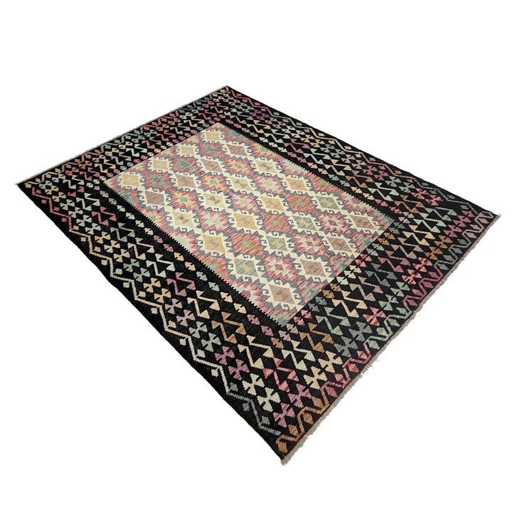 Afghan Vegetable Kilim Rug 6' 7" x 9' 10" Flat-Weave | No. AL287731