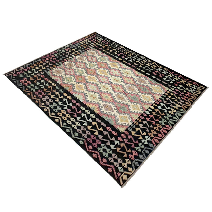 Afghan Vegetable Kilim Rug 6' 7" x 9' 10" Flat-Weave | No. AL287731