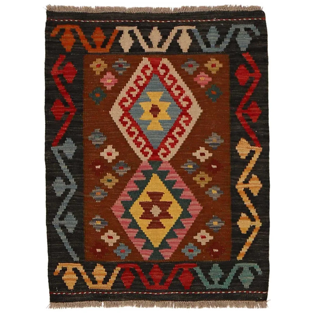 Afghan Kilim Rug 2' 3" x 2' 11" Flat-Weave | No. AL28800