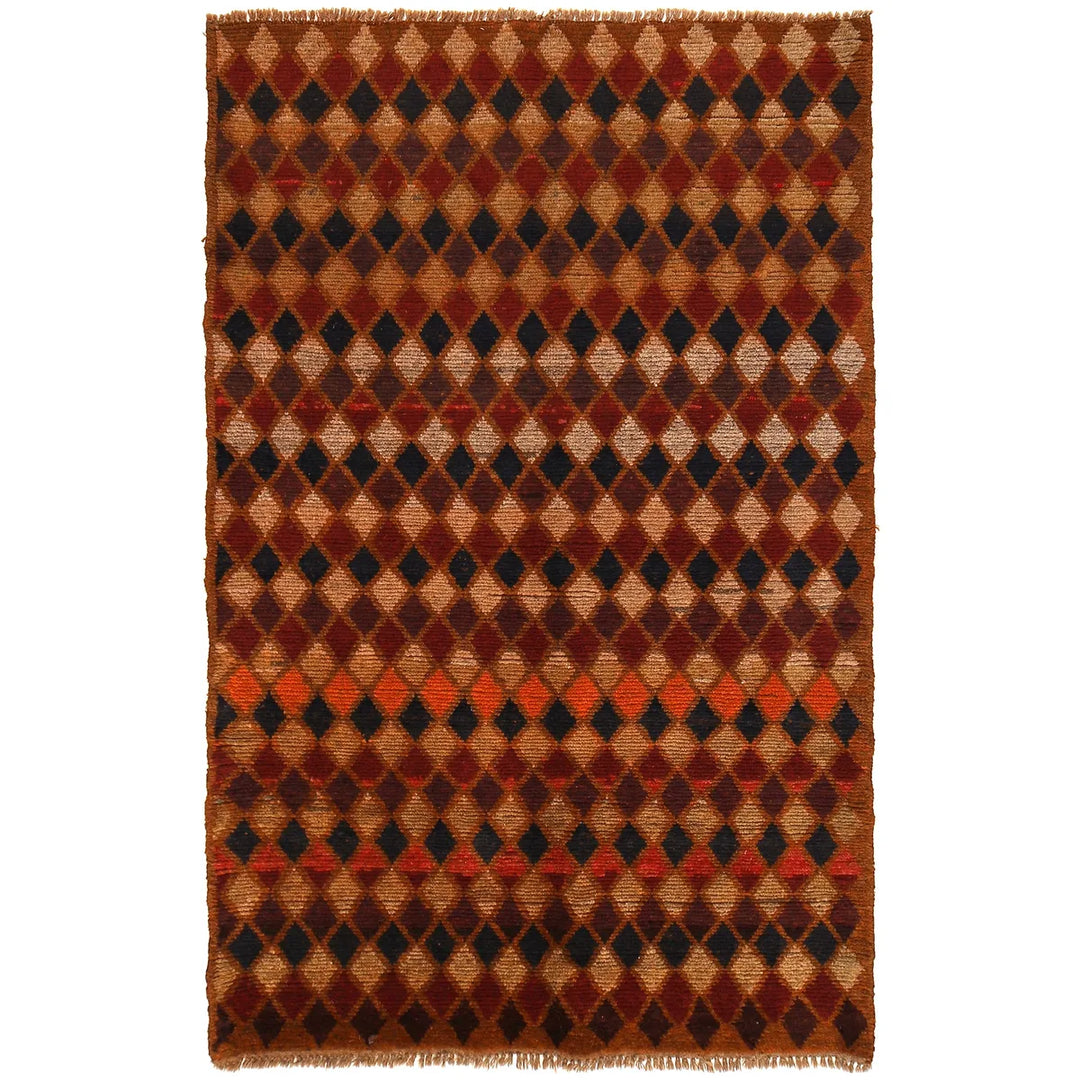 Orange Afghan Baluchi Rug 3' 9" x 6' 2" Hand-Knotted | No. AL28804