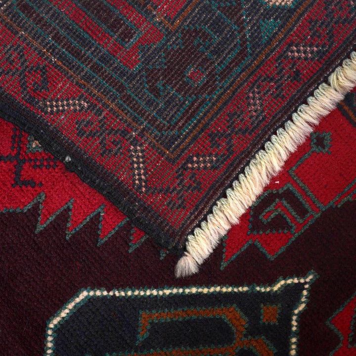 Red Afghan Baluchi Rug 2' 7" x 4' 2" Hand-Knotted | No. AL28814