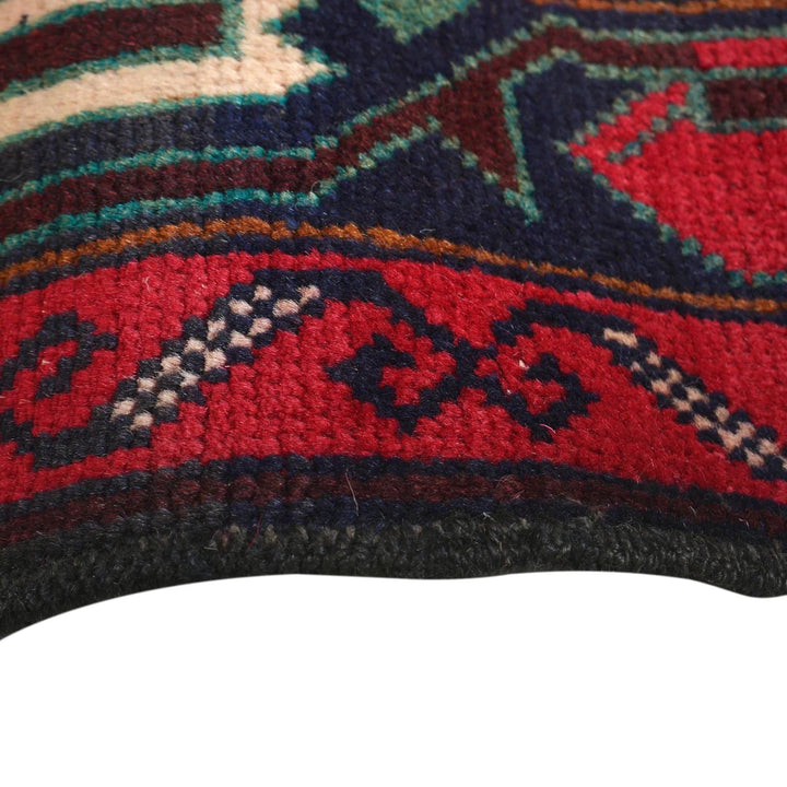 Red Afghan Baluchi Rug 2' 7" x 4' 2" Hand-Knotted | No. AL28814