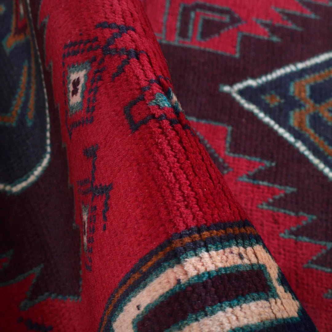 Red Afghan Baluchi Rug 2' 7" x 4' 2" Hand-Knotted | No. AL28814