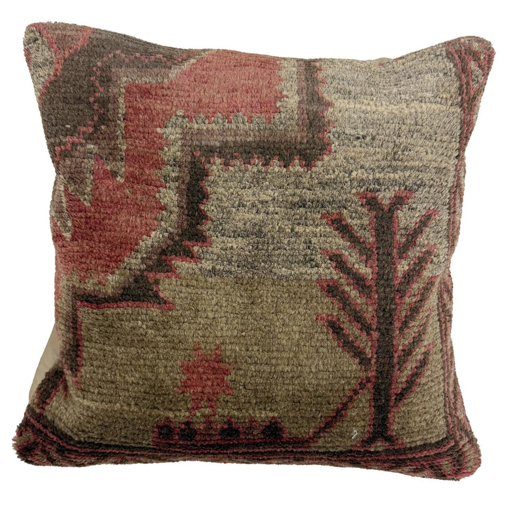 Brown Afghan Oriental Pillow Cover 1' 4" x 1' 4" Hand-Knotted | No. AL288257