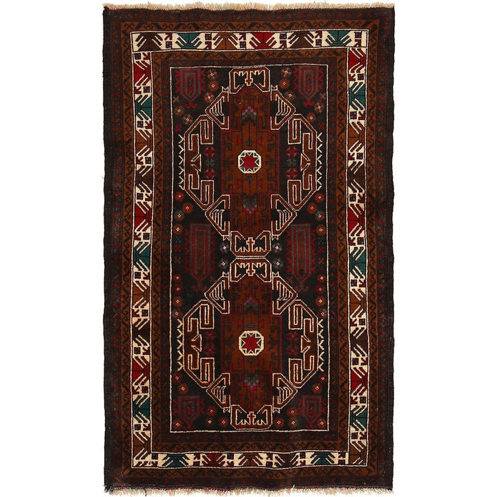 Afghan Baluchi Rug 2' 8" x 4' 8" Hand-Knotted | No. AL28930