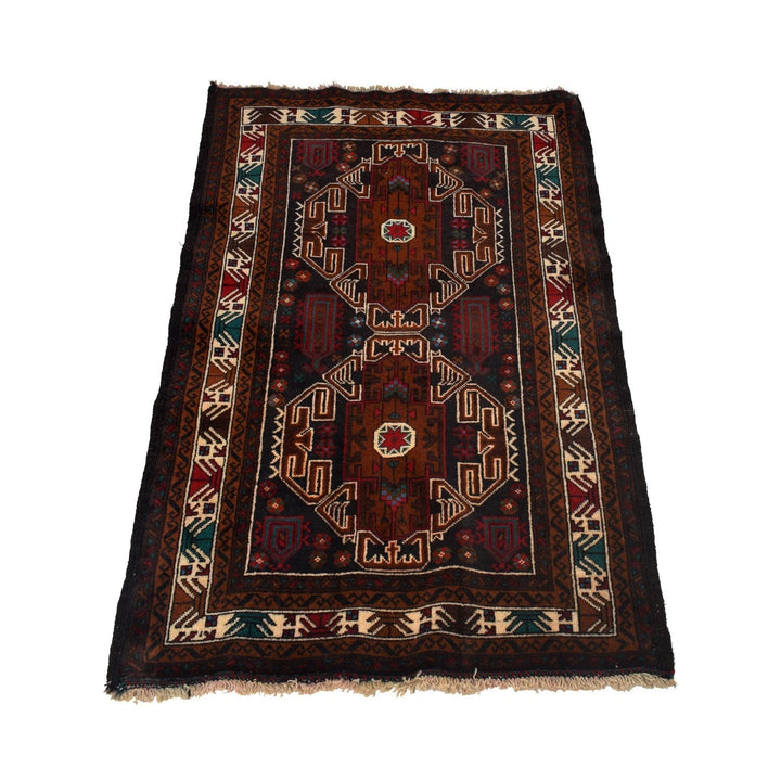 Afghan Baluchi Rug 2' 8" x 4' 8" Hand-Knotted | No. AL28930