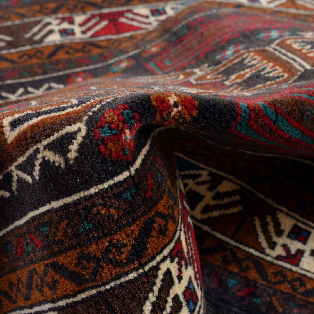Afghan Baluchi Rug 2' 8" x 4' 8" Hand-Knotted | No. AL28930