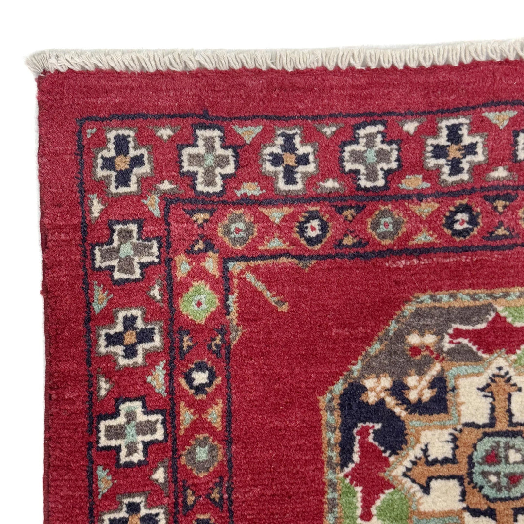 Red Afghan Waziri Rug 3' 1" x 4' 9" Hand-Knotted | No. AL29031