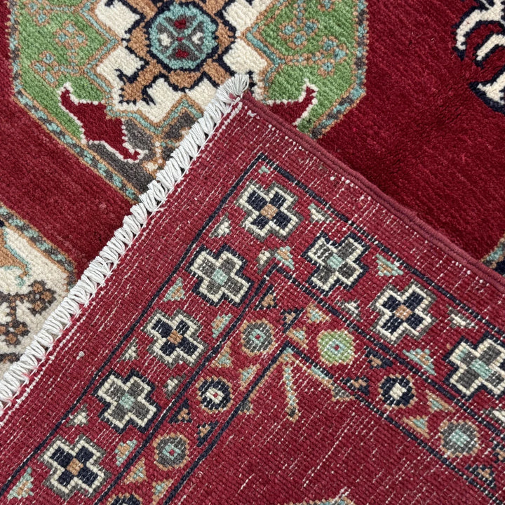 Red Afghan Waziri Rug 3' 1" x 4' 9" Hand-Knotted | No. AL29031
