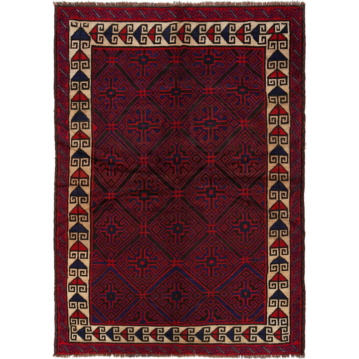Afghan Baluchi Rug 5' 6" x 8' 3" Hand-Knotted | No. AL29057