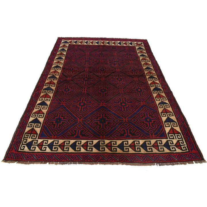 Afghan Baluchi Rug 5' 6" x 8' 3" Hand-Knotted | No. AL29057