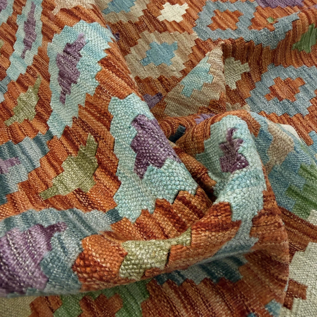Afghan Vegetable Kilim Rug 4' 6" x 6' 7" Flat-Weave | No. AL291021