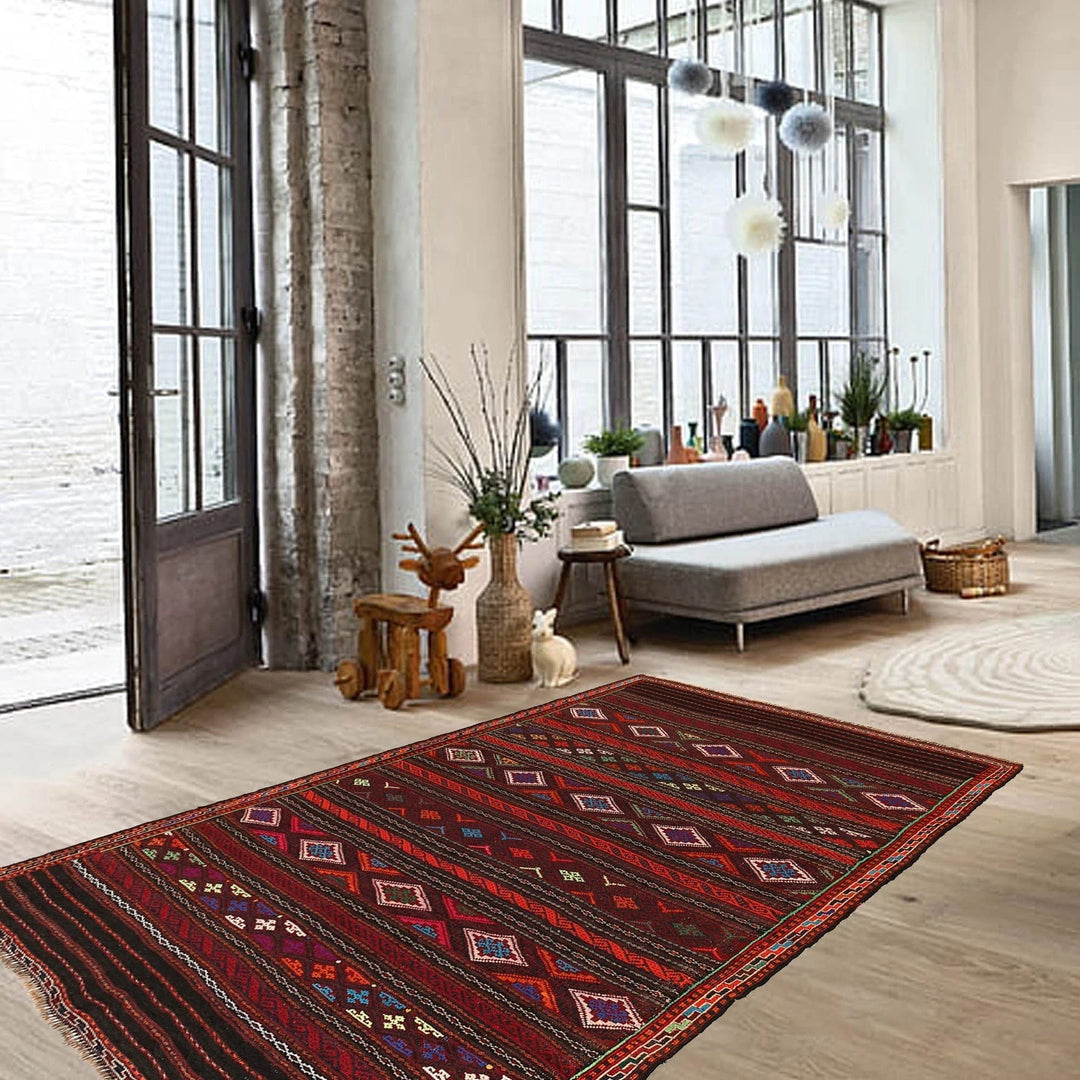 Afghan Laghari Kilim Rug 4' 4" x 6' 6" Flat-Weave | No. AL29119