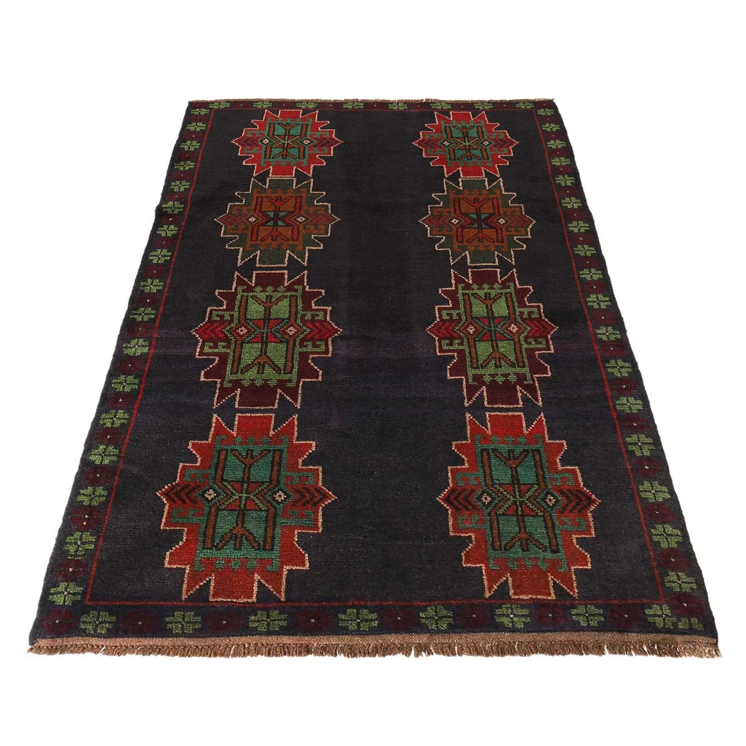 Afghan Baluchi Rug 4' 2" x 6' 5" Hand-Knotted | No. AL29126