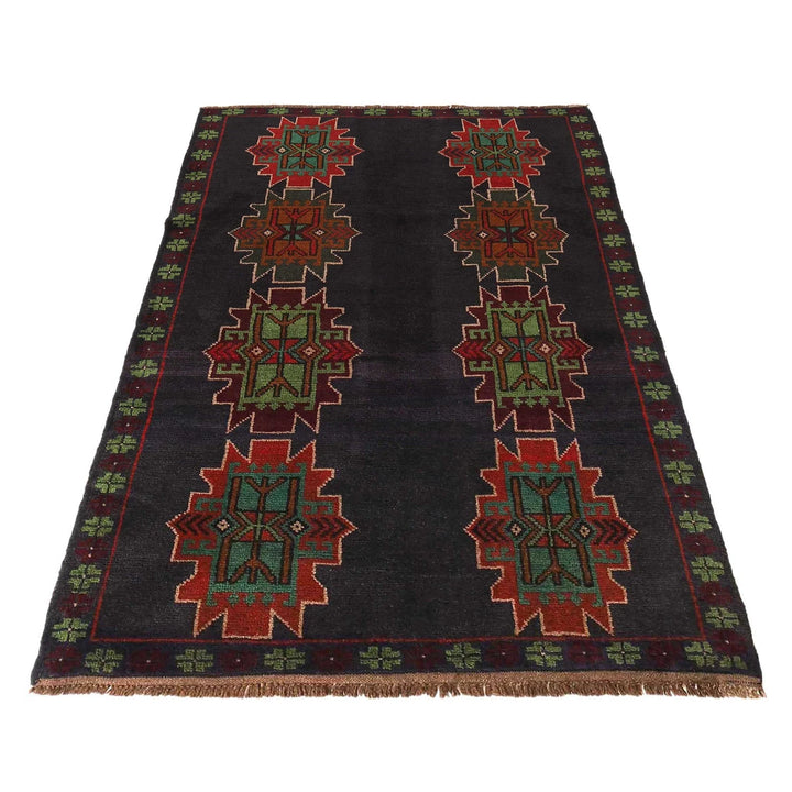 Afghan Baluchi Rug 4' 2" x 6' 5" Hand-Knotted | No. AL29126