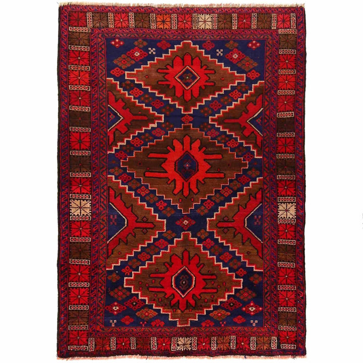 Afghan Baluchi Rug 4' 3" x 6' 1" Hand-Knotted | No. AL29168