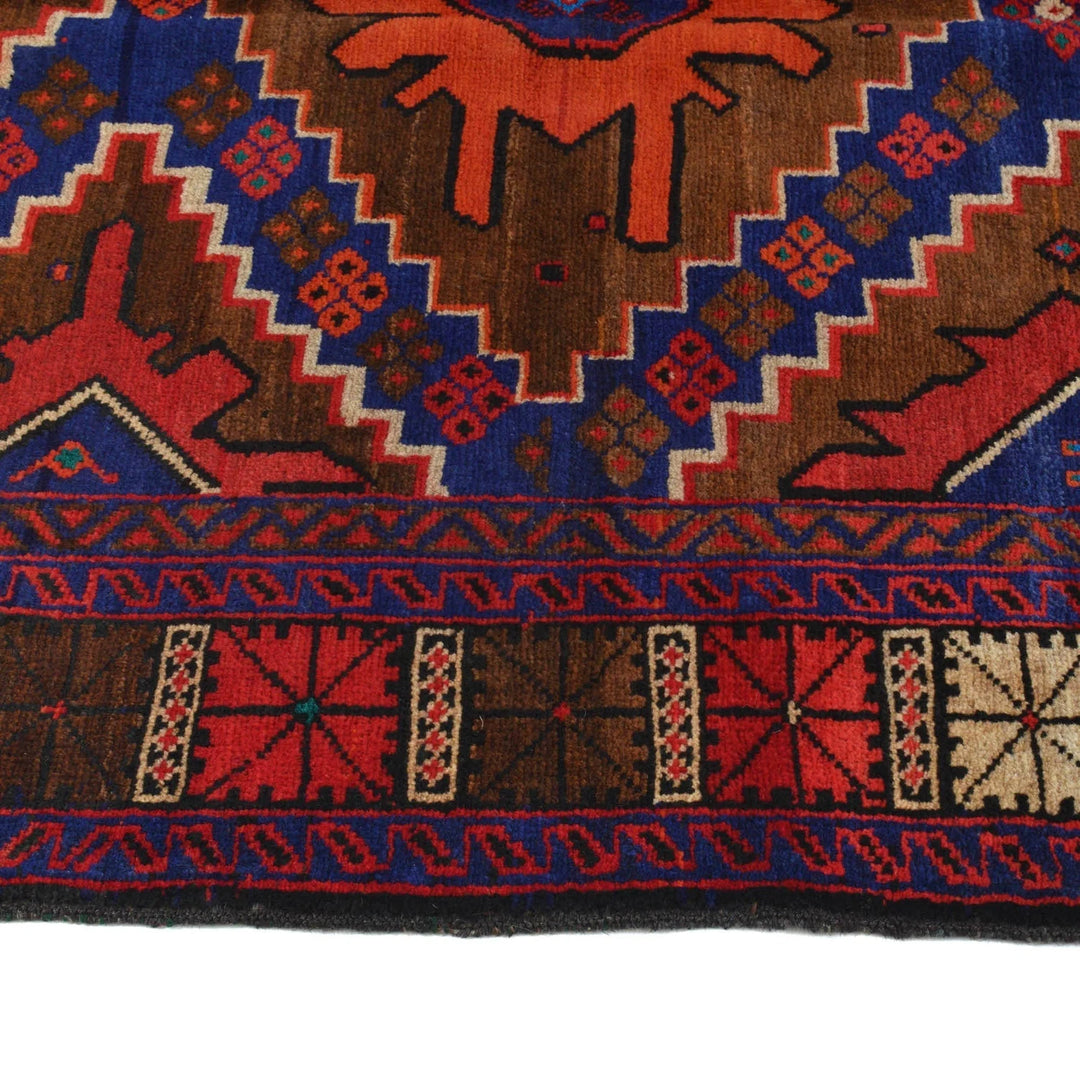 Afghan Baluchi Rug 4' 3" x 6' 1" Hand-Knotted | No. AL29168