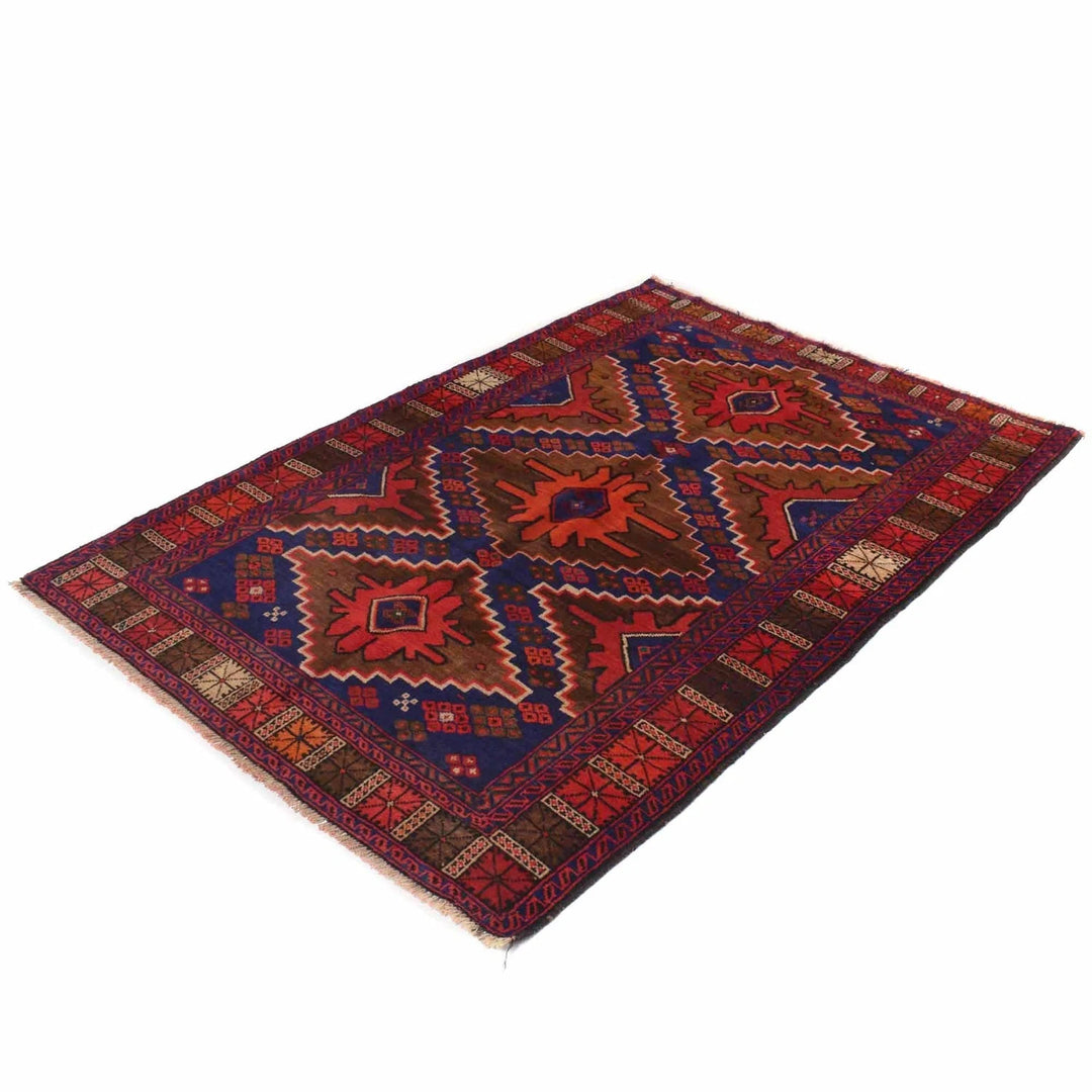 Afghan Baluchi Rug 4' 3" x 6' 1" Hand-Knotted | No. AL29168