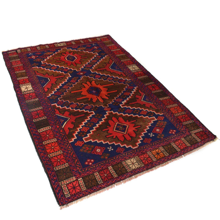 Afghan Baluchi Rug 4' 3" x 6' 1" Hand-Knotted | No. AL29168
