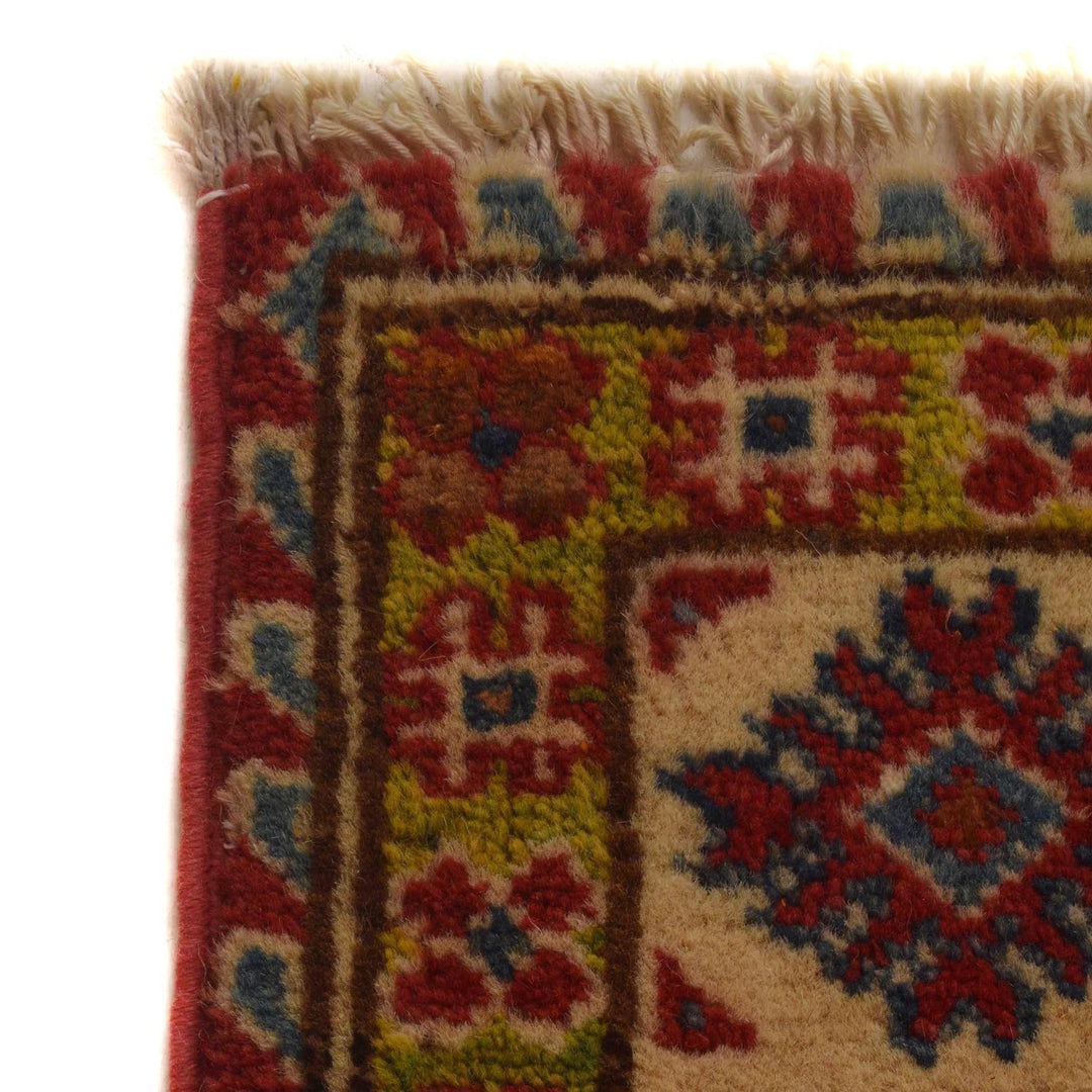Red Afghan Kazak Rug 3' 3" x 4' 6" Hand-Knotted | No. AL29193