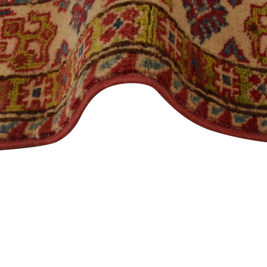 Red Afghan Kazak Rug 3' 3" x 4' 6" Hand-Knotted | No. AL29193