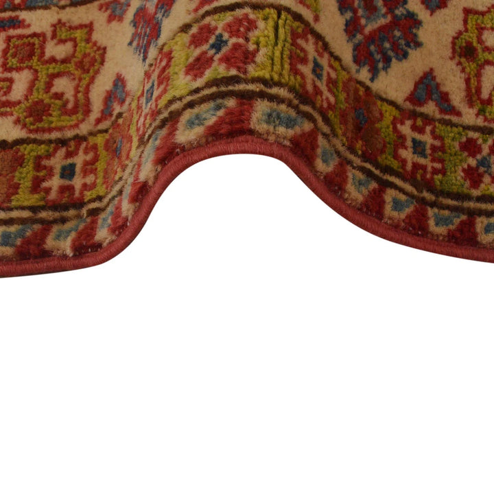 Red Afghan Kazak Rug 3' 3" x 4' 6" Hand-Knotted | No. AL29193