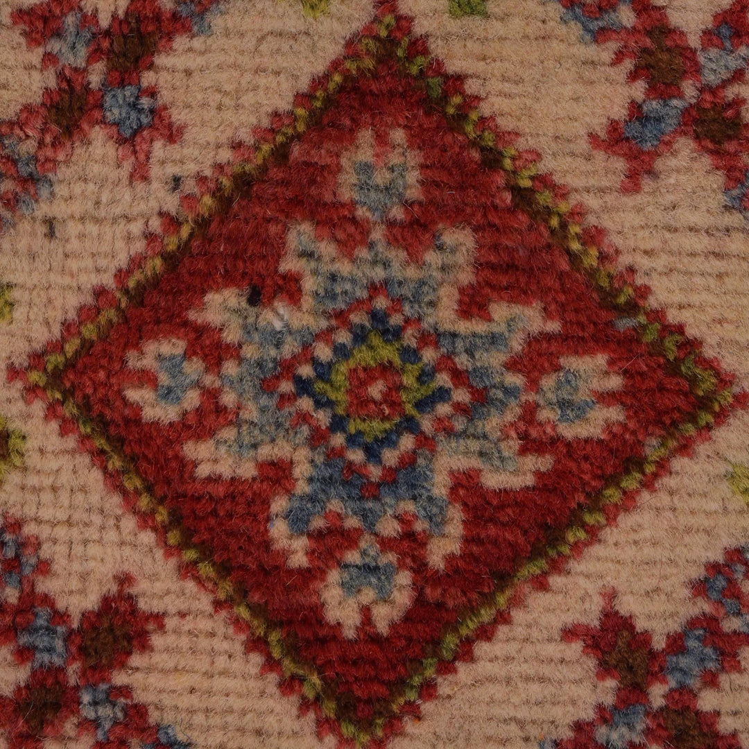 Red Afghan Kazak Rug 3' 2" x 4' 11" Hand-Knotted | No. AL29194
