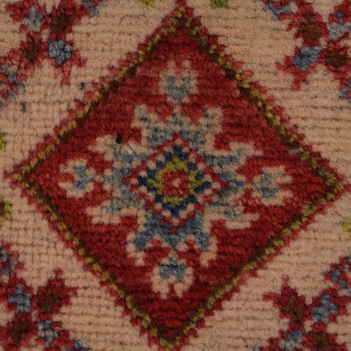 Red Afghan Kazak Rug 3' 2" x 4' 11" Hand-Knotted | No. AL29194