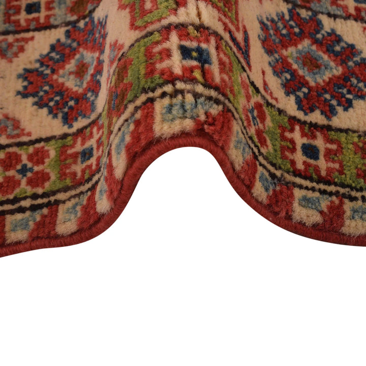 Red Afghan Kazak Rug 3' 2" x 4' 11" Hand-Knotted | No. AL29194