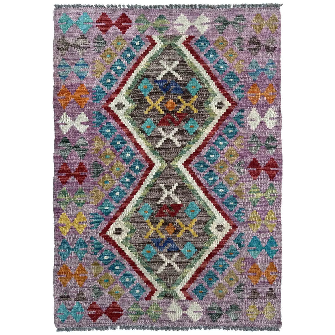 Afghan Vegetable Kilim Rug 2' 7" x 4' 0" Flat-Weave | No. AL29220