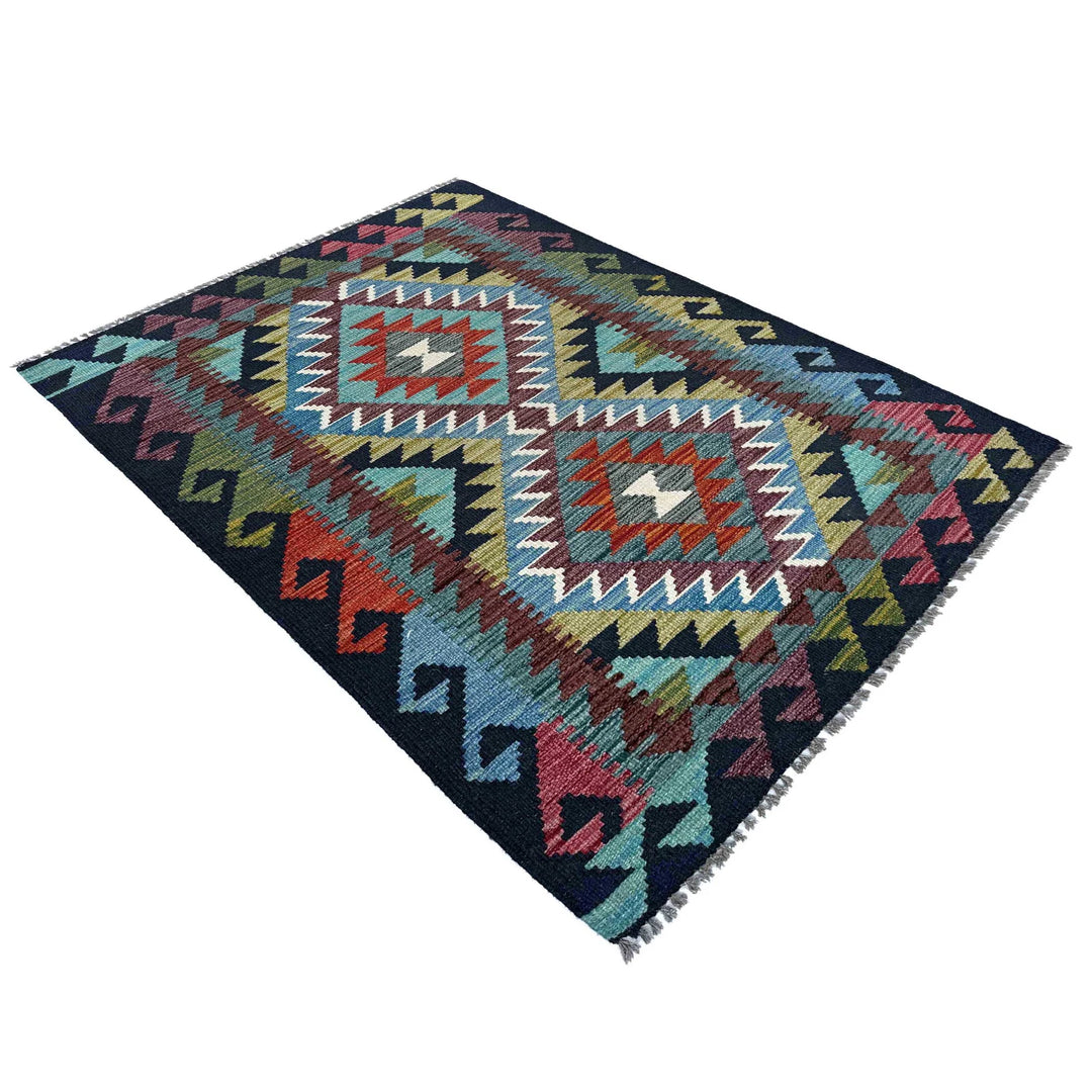 Afghan Vegetable Kilim Rug 2' 10" x 3' 11" Flat-Weave | No. AL29245