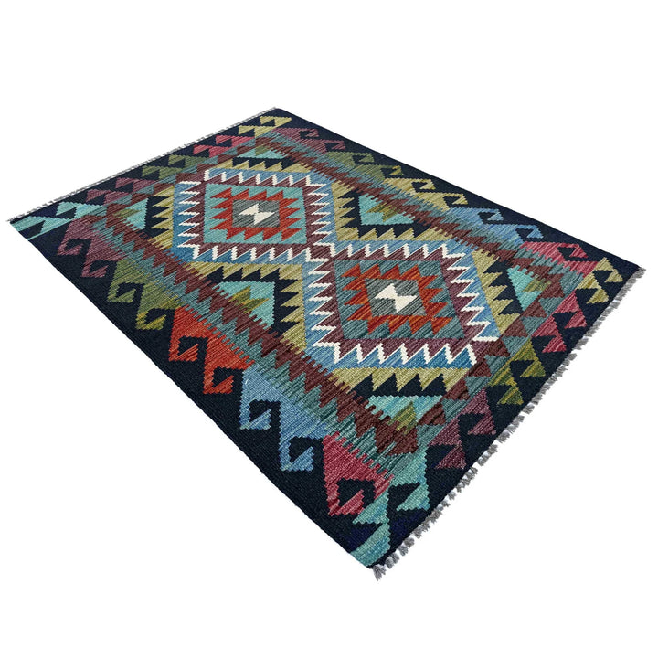 Afghan Vegetable Kilim Rug 2' 10" x 3' 11" Flat-Weave | No. AL29245