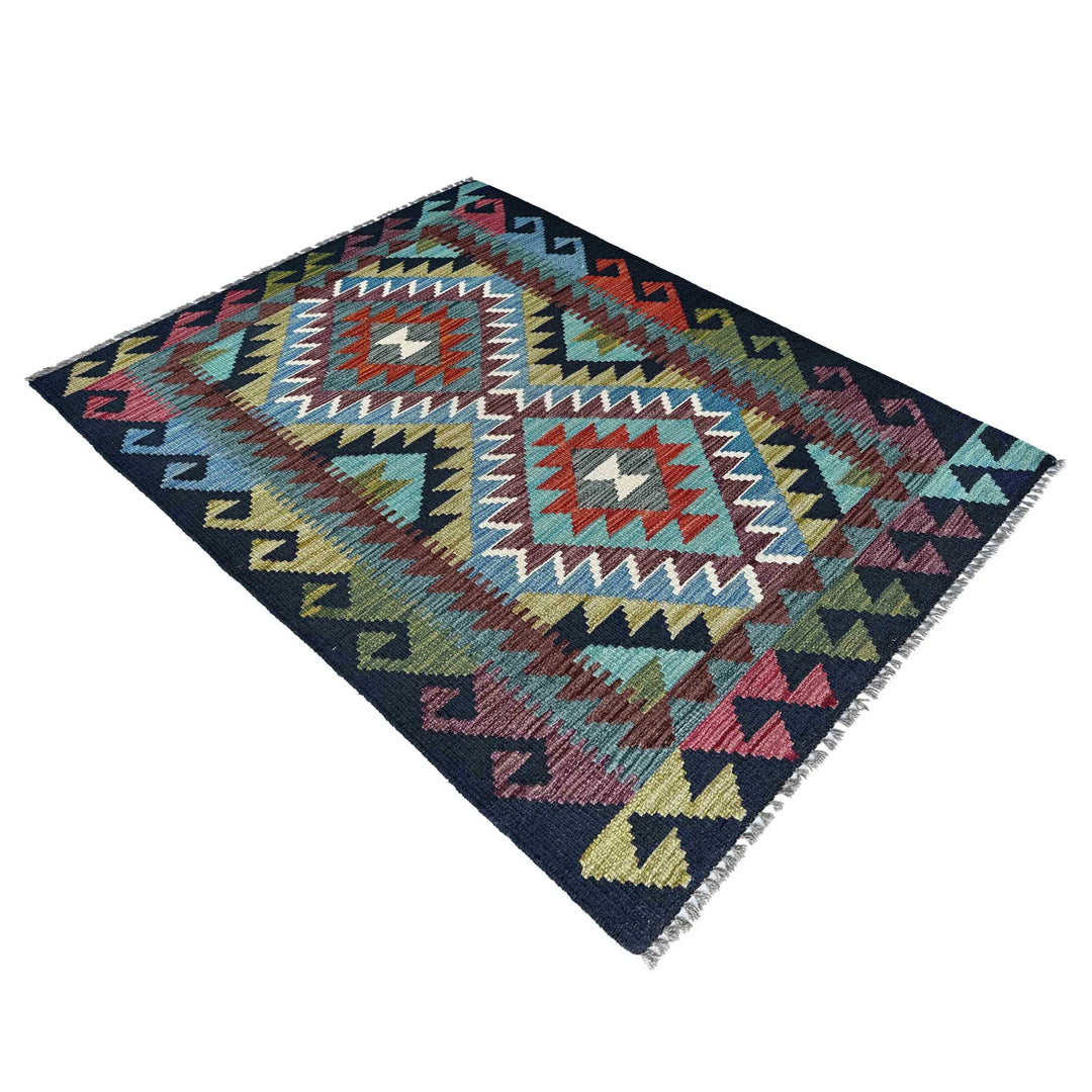 Afghan Vegetable Kilim Rug 2' 10" x 3' 11" Flat-Weave | No. AL29245