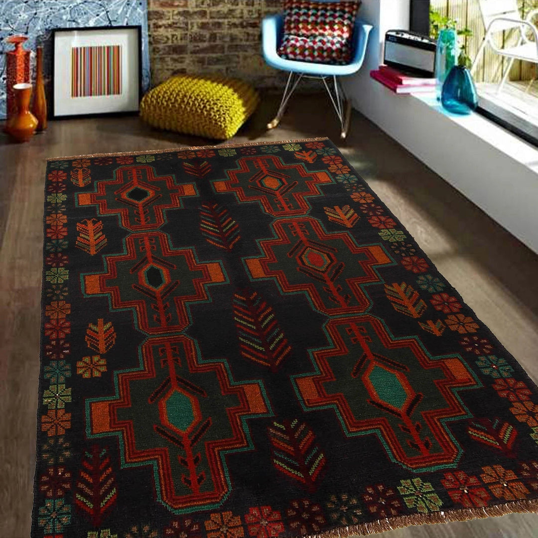 Afghan Baluchi Rug 4' 3" x 6' 0" Hand-Knotted | No. AL29264