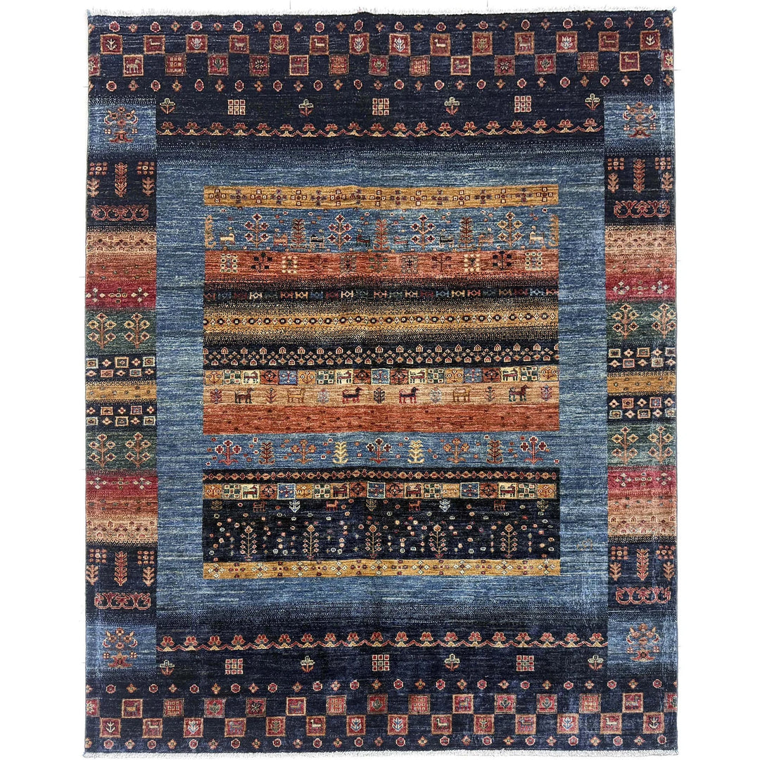 Multicolor Afghan Shikargah Rug 5' 10" x 7' 6" Hand-Knotted | No. AL29285