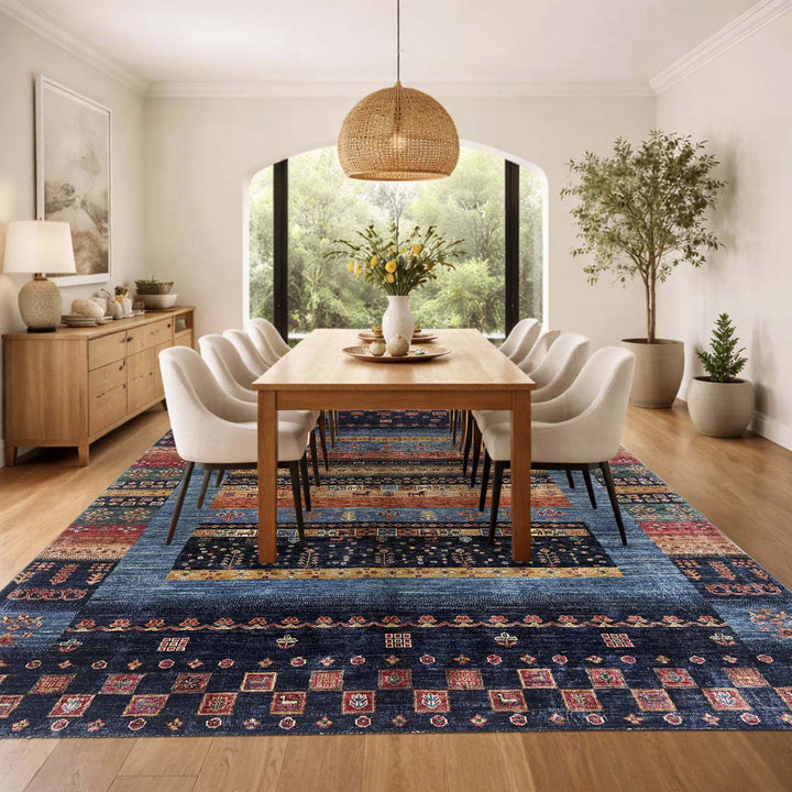 Multicolor Afghan Shikargah Rug 5' 10" x 7' 6" Hand-Knotted | No. AL29285