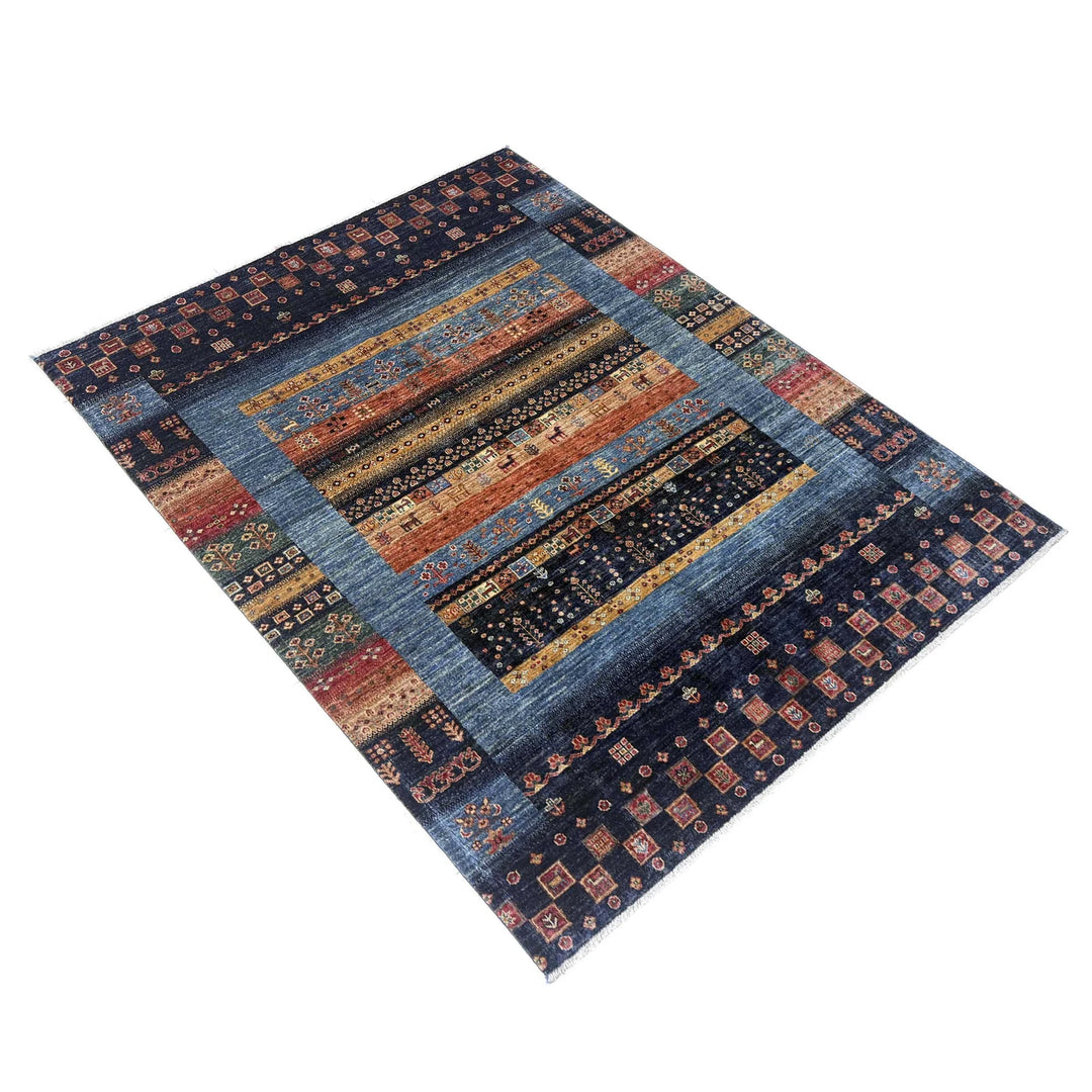 Multicolor Afghan Shikargah Rug 5' 10" x 7' 6" Hand-Knotted | No. AL29285