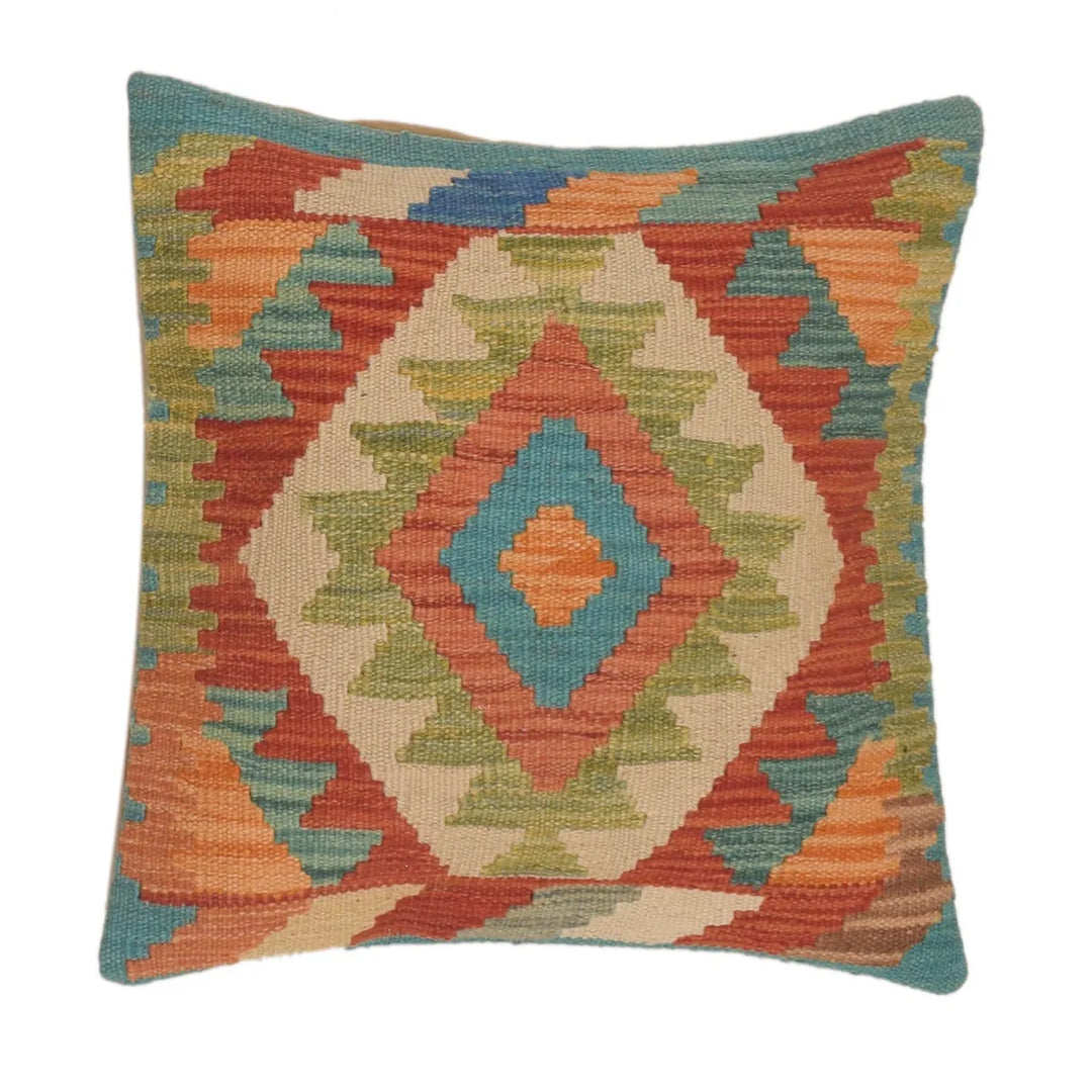 Afghan Turkish Design Cushion 1' 6" x 1' 6" Flat-Weave | No. AL29292