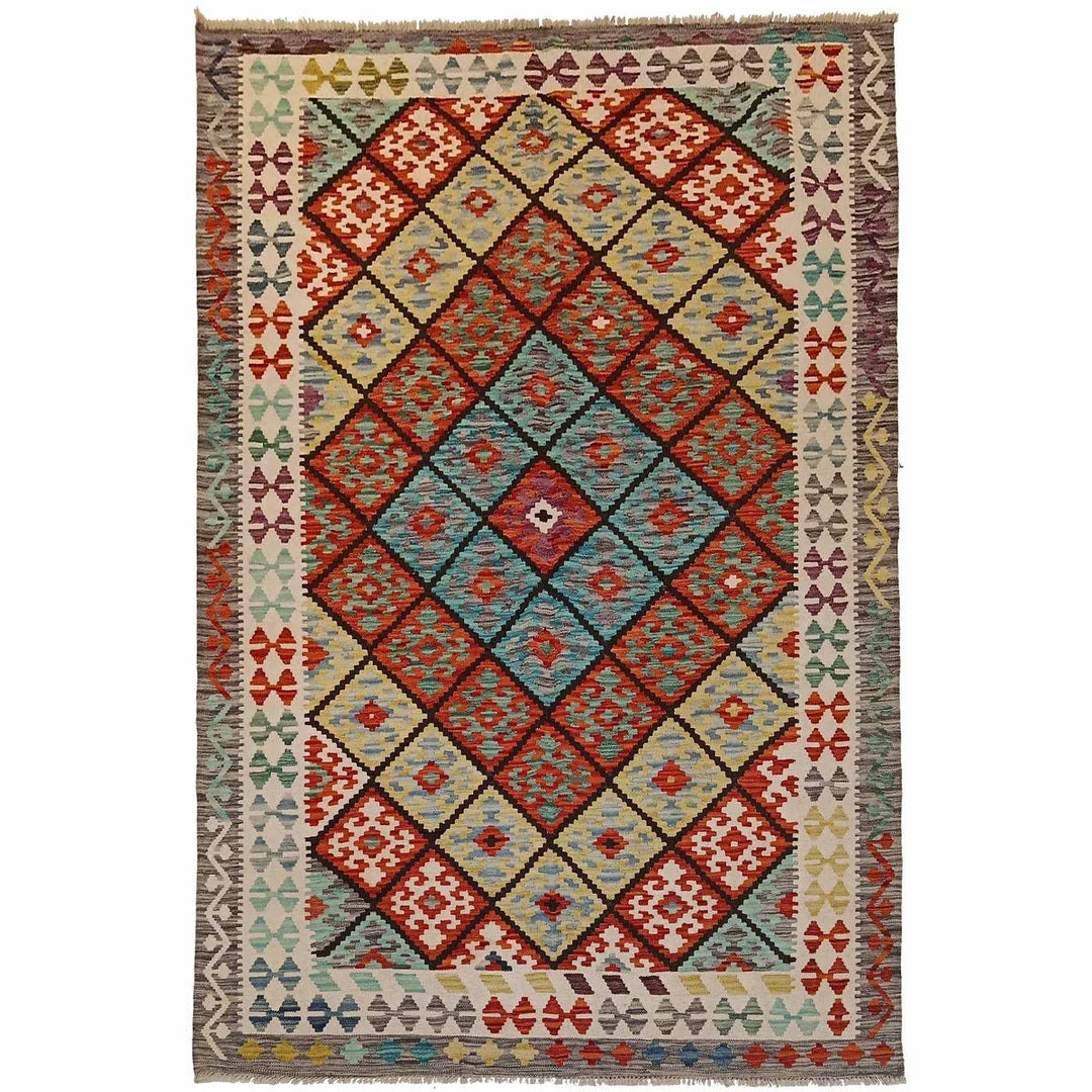 Afghan Kilim Rug 5' 6" x 8' 1" Flat-Weave | No. AL29293