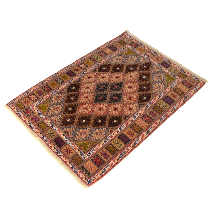 Afghan Nakhunak Kilim Rug 2' 8" x 3' 8" Flat-Weave | No. AL29312